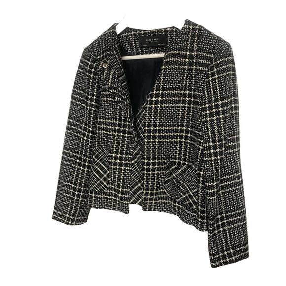 Zara plaid checkered jacket with back pleat size XS - Picture 3 of 14